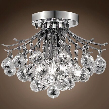 Joshua Marshal Contour 3 Light 12 Chrome Flush Mount With Clear European Crystals" 700934-001